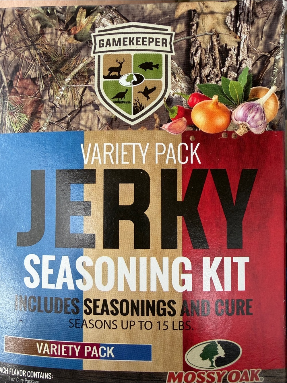 Mossy Oak Jerky Seasoning Kit - Red, Blue, Brown, Black, White
